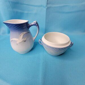 Bing & Grondahl Seagull Porcelain Creamer & Sugar Bowl No Lid Denmark #189